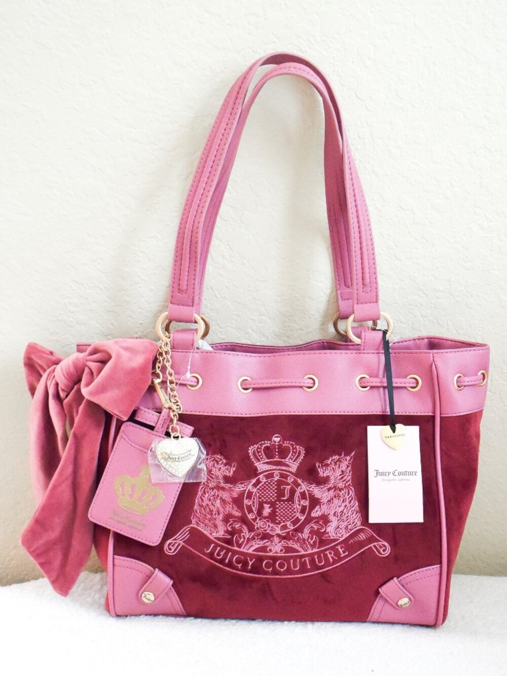 *Juicy Couture* Scottie Dogs Tote/Bag/Purse in Pink Cranberry Juice - NEW!